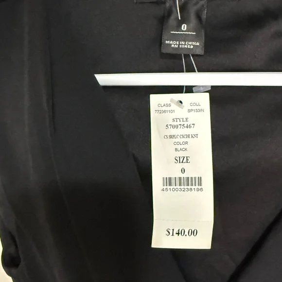 WHBM Black Wrap Dress Sleeveless Surplice Neck Elegant Draped Classic EveningNWT - Picture 2 of 3